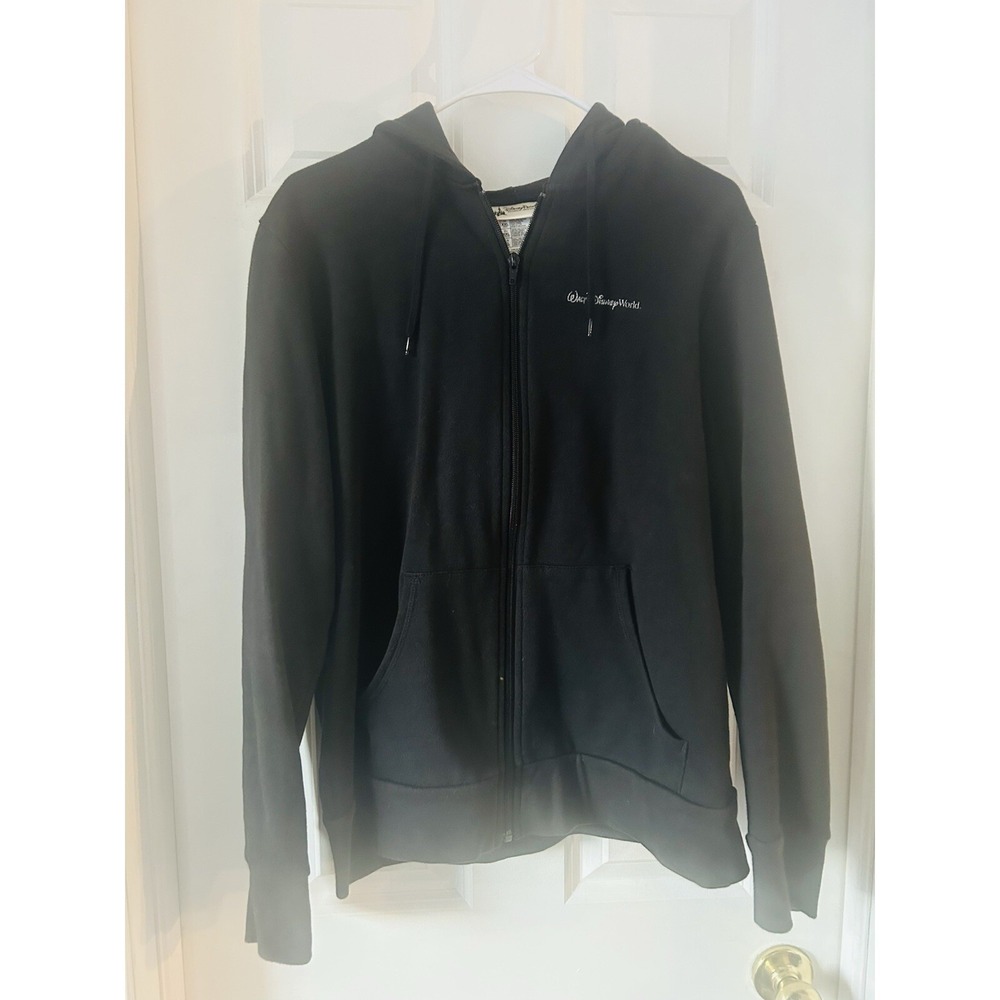 Walt Disney Parks Mickey Mouse Castle Black Silver Glitter Hoodie Sweatshirt XL